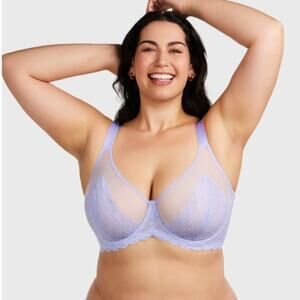 HSIA Purple Mermaid Scales Lace Underwire Bra Full Coverage Women Size 46DD NWT